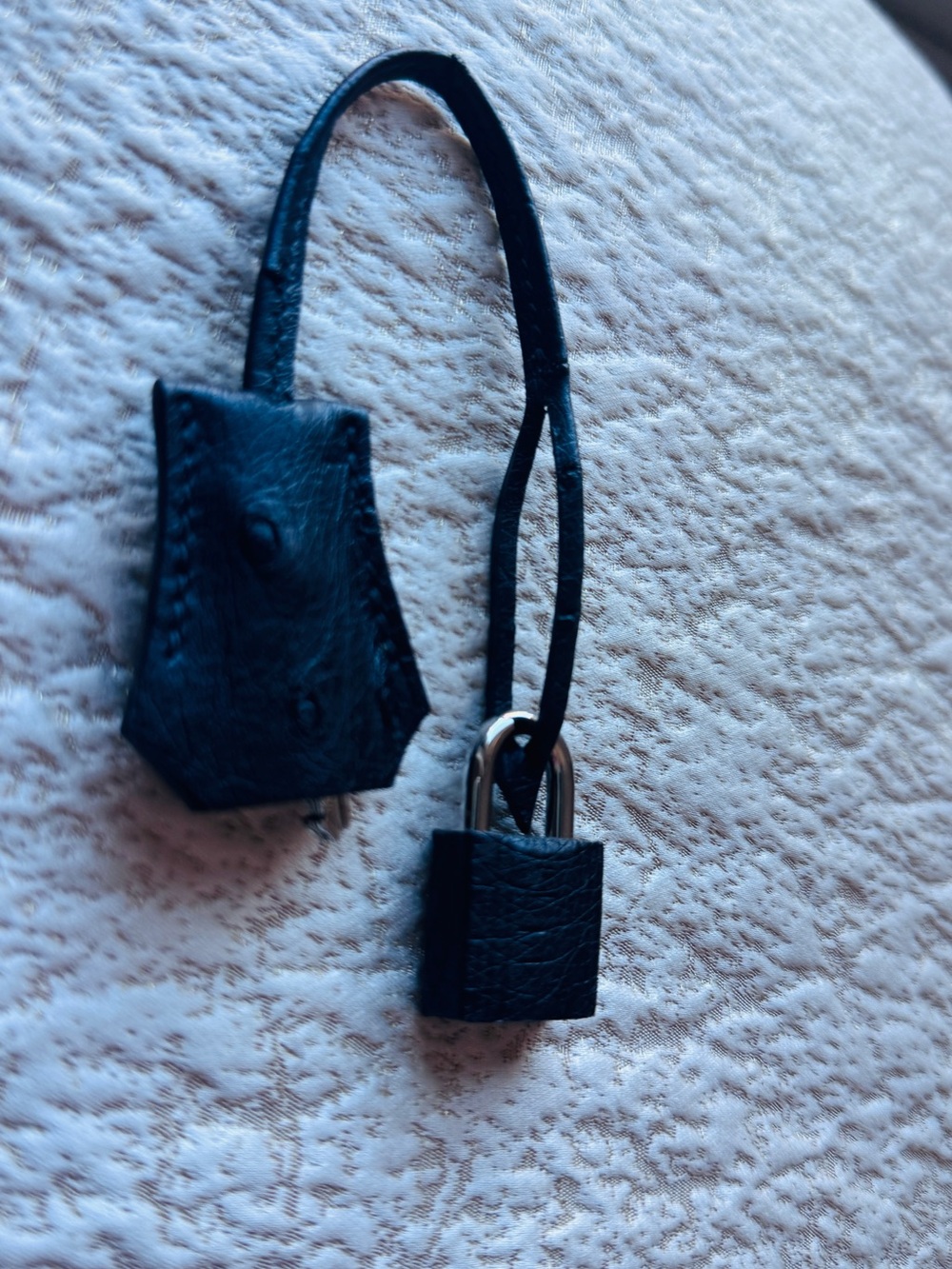 Hermes Birkin 25 Ostrich Padlock Key Charm